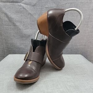 Korks Little Monk Strap Slip On Booties Leather Brown Size 6.5